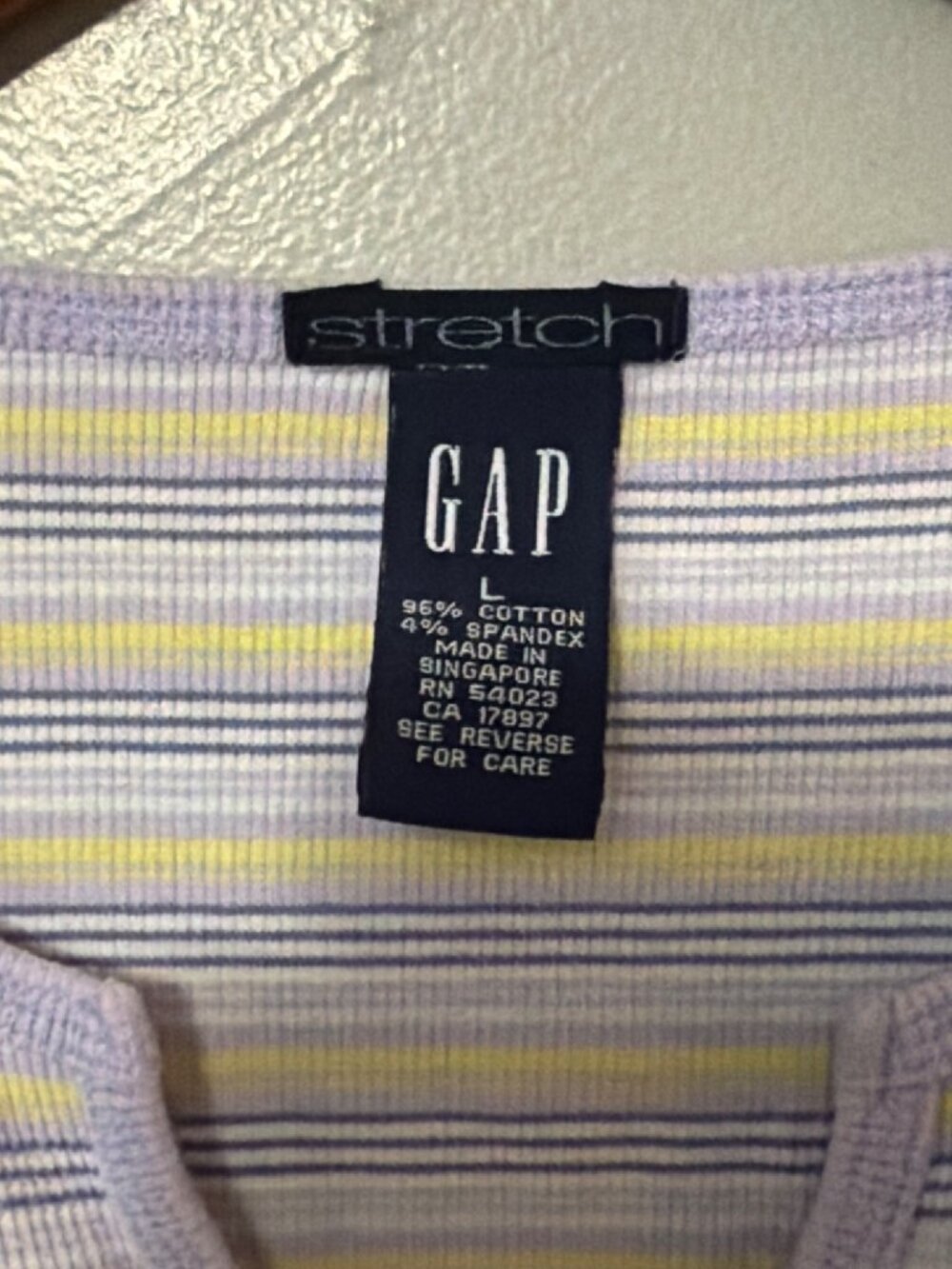 Gap Womens Stretch Sleeveless Striped V-Neck Top Yellow & Lavender Size Large - Picture 3 of 5
